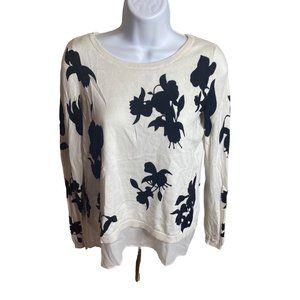 H+M white black floral sweater mock neck underneath size XS